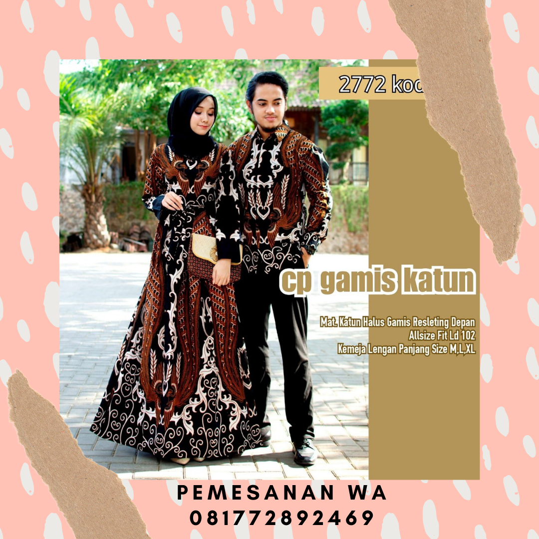  Model  Baju  Gamis  Batik  Couple Sarimbit  Katun Kombinasi 