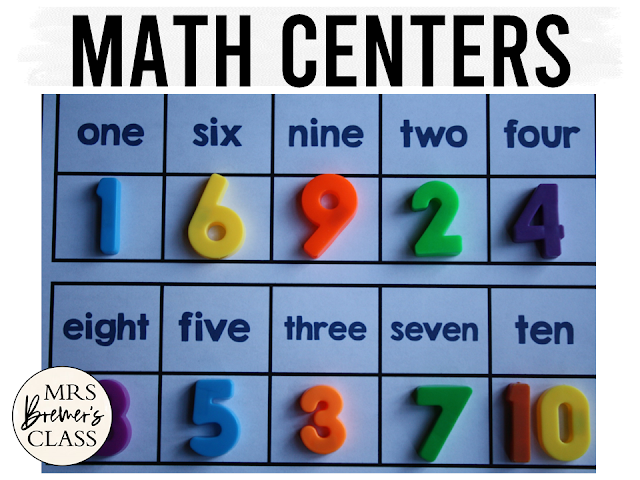 Kindergarten Math Centers Activities for practice with counting, number sequencing, number words, missing numbers & number charts using hands-on learning