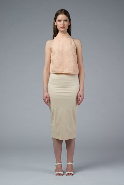 DIONE: Hand Woven Nude Crop Top