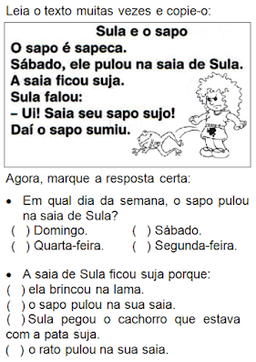 Texto para treinar leitura Sula e o sapo png