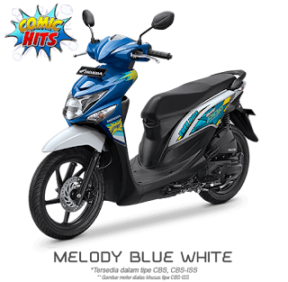 Kredit Motor Hponda Bandung - Beat Pop eSP Melody Blue White - Biru putih