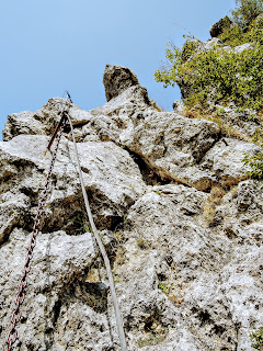 Il piccolo diedro dell'attacco della ferrata