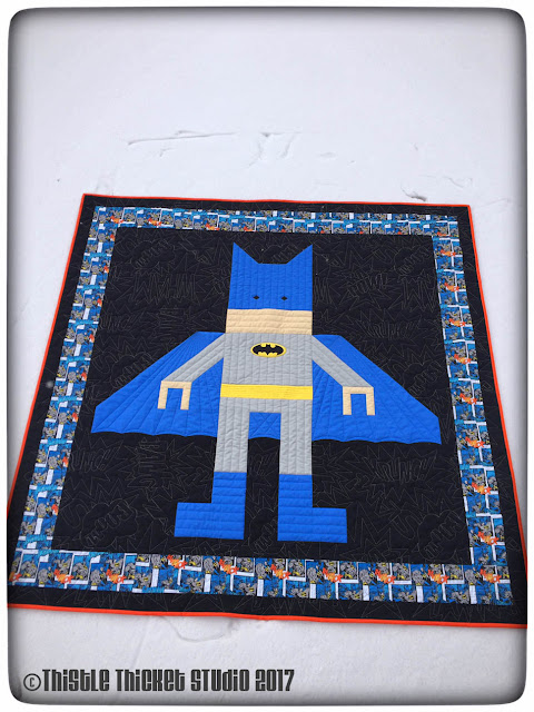 Thistle Thicket Studio, Lego Batman quilt, super hero quilt, Batman