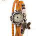 Bracelet Leather Bracelet Watch - Orange