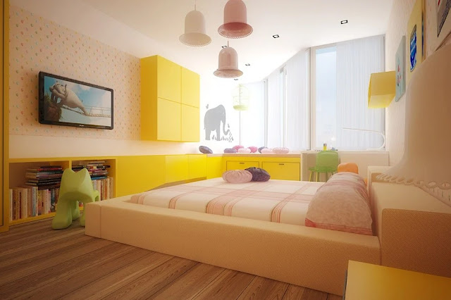yellow girls bedroom