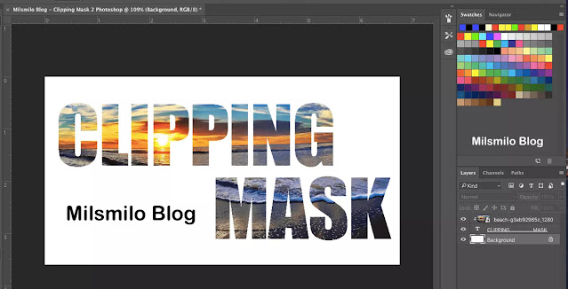 Cara membuat clipping mask di photoshop, clipping mask pada photoshop, clipping mask pada shape, foto, gambar, teks dan tulisan dengan photoshop