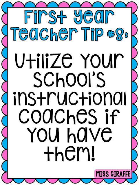 First year teacher tip #8 Utilize your school's instructional coach if you have them! Click this to read a lot of awesome new teacher advice