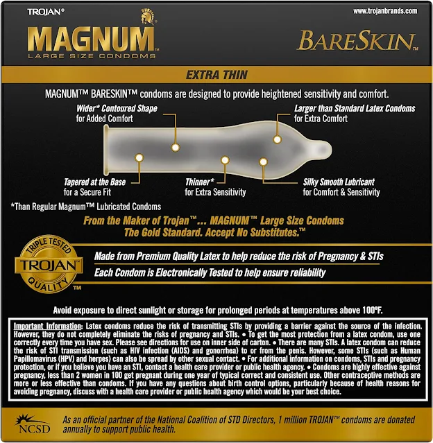 Trojan Magnum BareSkin Premium Large Condoms - 24-Pack for Ultimate Comfort