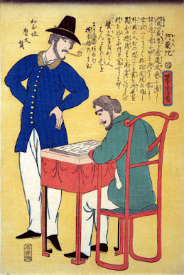 Ukiyo-e. Träsnitt. Yoshitora. Yokohama-e.