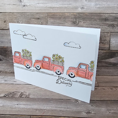 Trucking Along stampin up easy simple one layer card