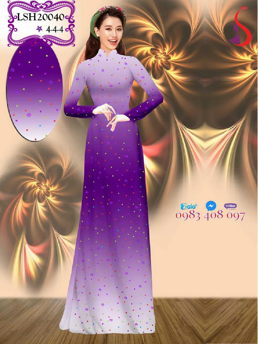 Mình hạc sương mai với design áo dài chấm bi tuyệt đẹp LS031048