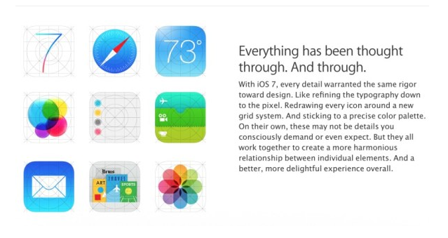 Nuevos iconos de algunas aplicaciones iOS 7 aparecen en el sitio web de Apple por error  