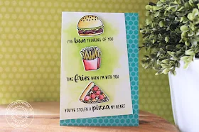 Sunny Studio Stamps: Fast Food Fun Layered Sentiment Love Themed Card by Eloise Blue