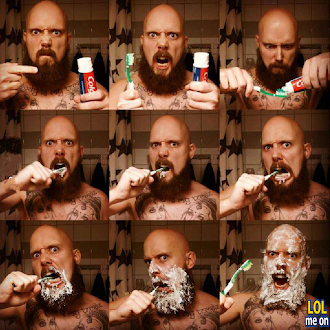 How real men brush their teeth