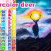 How to draw Watercolor Strong male deer brings light to the darkness in the fog step by step