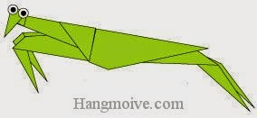 Bước 21: Gắn mắt để hoàn thành cách xếp con Bọ ngựa bằng giấy theo phong cách origami. 