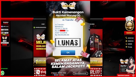 Selamat Kepada Member Setia WARUNGQQ Withdraw RP 69.000.000,-