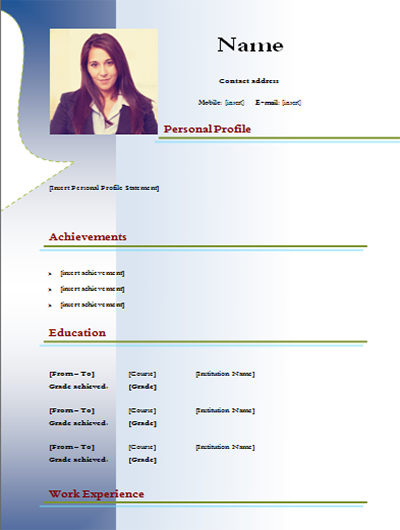 Download Cv Model Blue Color Simple Example 1 Cv Modelscom