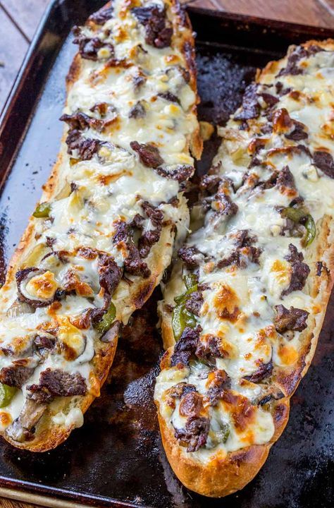 Philly Cheese Steak Cheesy Bread with just a few ingredients is the taste of Philly for a crowd!