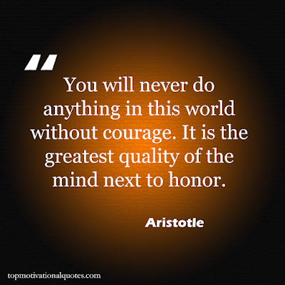 You will never do anything in this world without courage. It is the greatest quality of the mind next to honor. Beautiful words by Aristotle