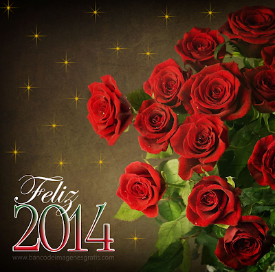 Rosas rojas con mensaje de feliz 2014 para compartir