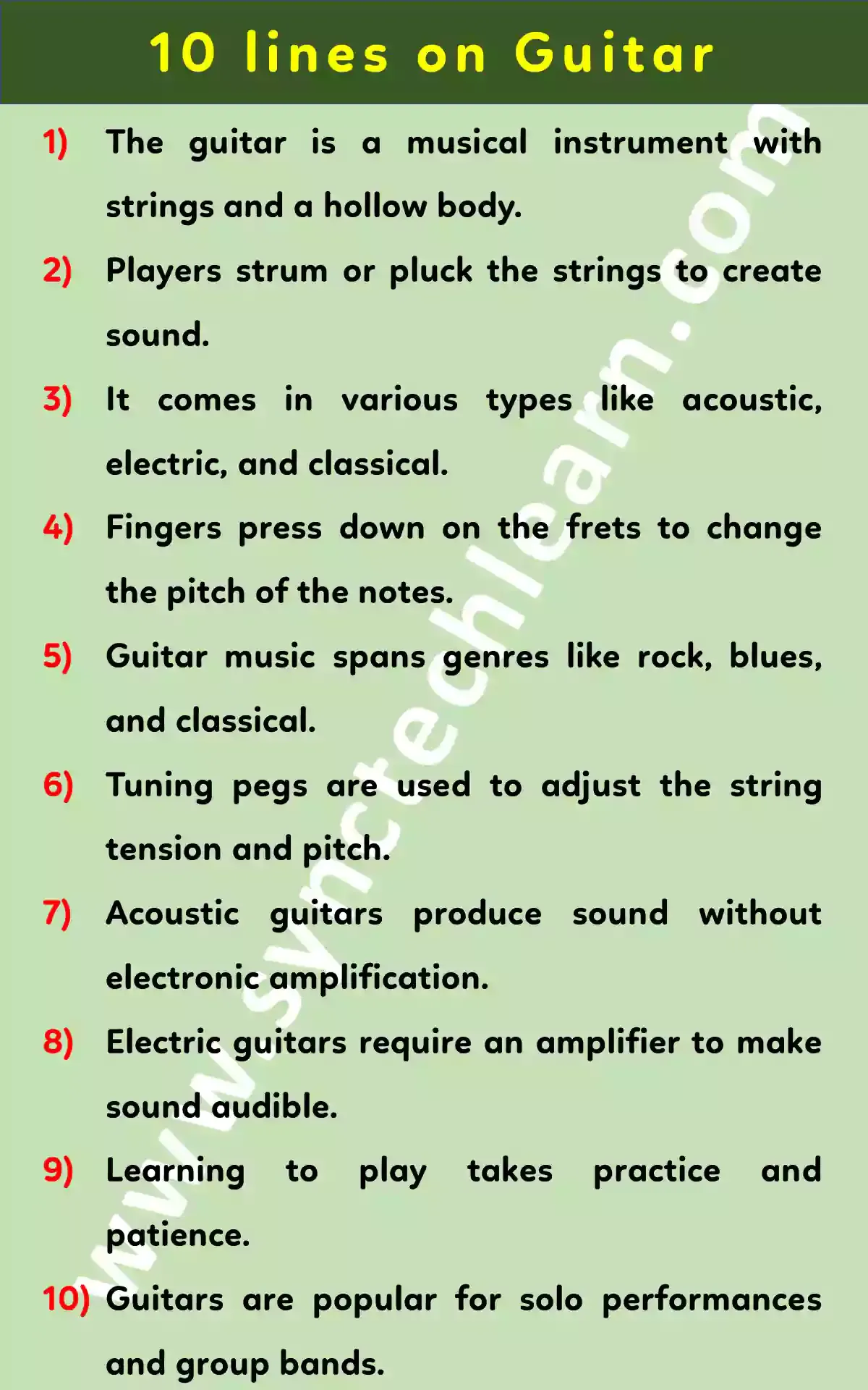 10 lines about Guitar