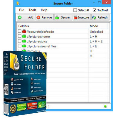 قفل الملفات والمجلدات بكلمة سر Secure Folder v7.4 