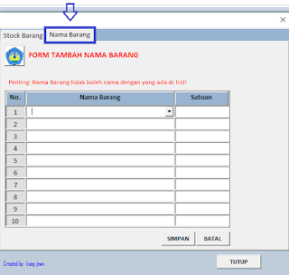 Aplikasi Excel Stock Persediaan dan Permintaan Barang Gudang