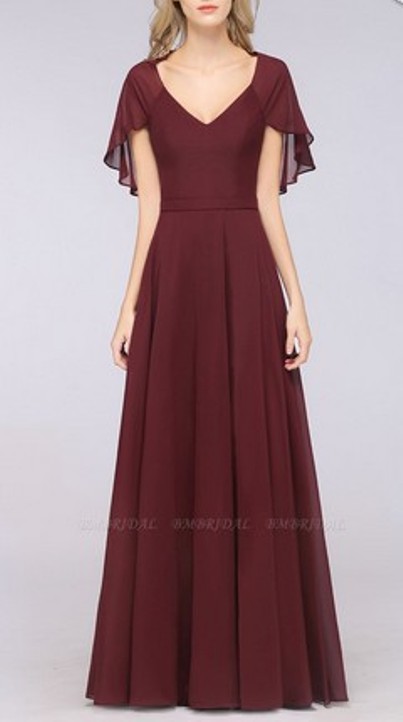 V-Neck Flutter Sleeve Bridesmaid Dress– Price: US$ 99.00