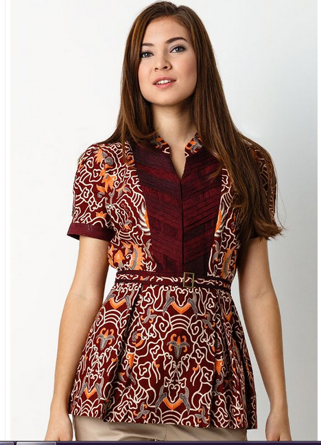 Model Baju Batik Wanita Lengan Pendek Modern