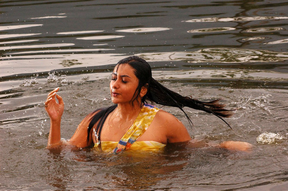 Namitha Hot Wet Dress Stills in Water