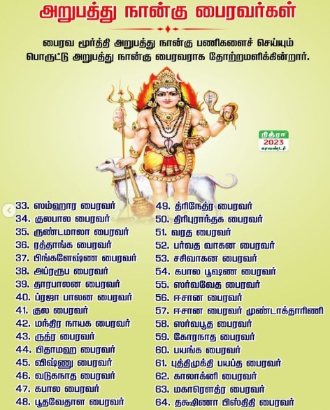 64 ஸ்ரீ பைரவர் பற்றி வரலாறு - 64 names of Shri Bhairavar