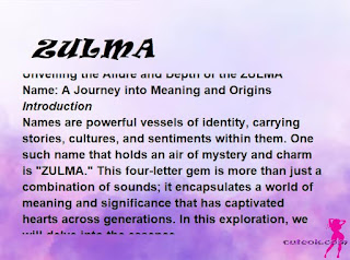 meaning of the name ZULMA