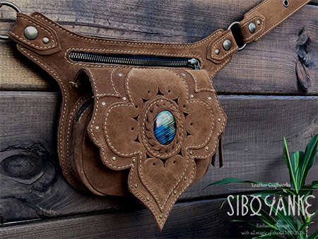 Leather Utility Belt - Festival Belt an exclusive desing HANDMADE with all magic of the Gemstones.