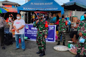 PD. Pasar Manado dan Koramil Bergandengan Tangan Sosialisasikan Protokol Kesehatan 