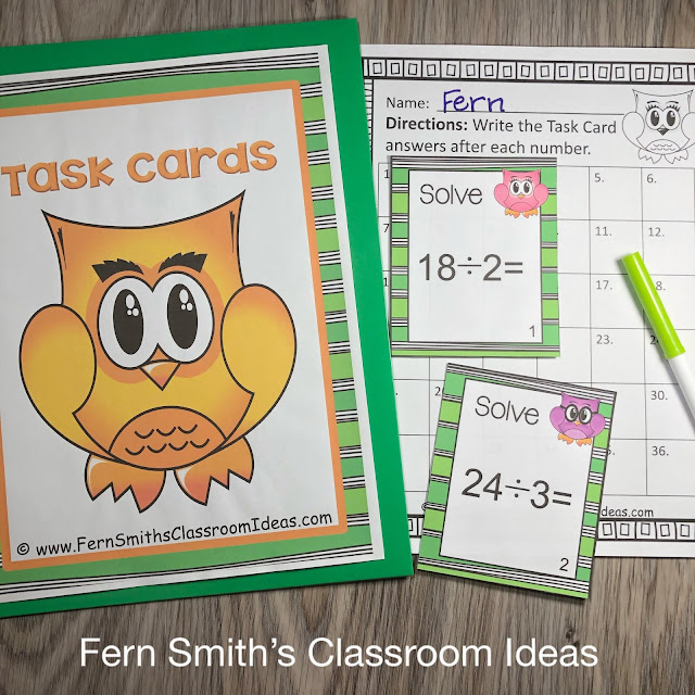 Click Here to Download This Cute Owl Themed Multiplication and Division Task Cards Bundle #FernSmithsClassroomIdeas