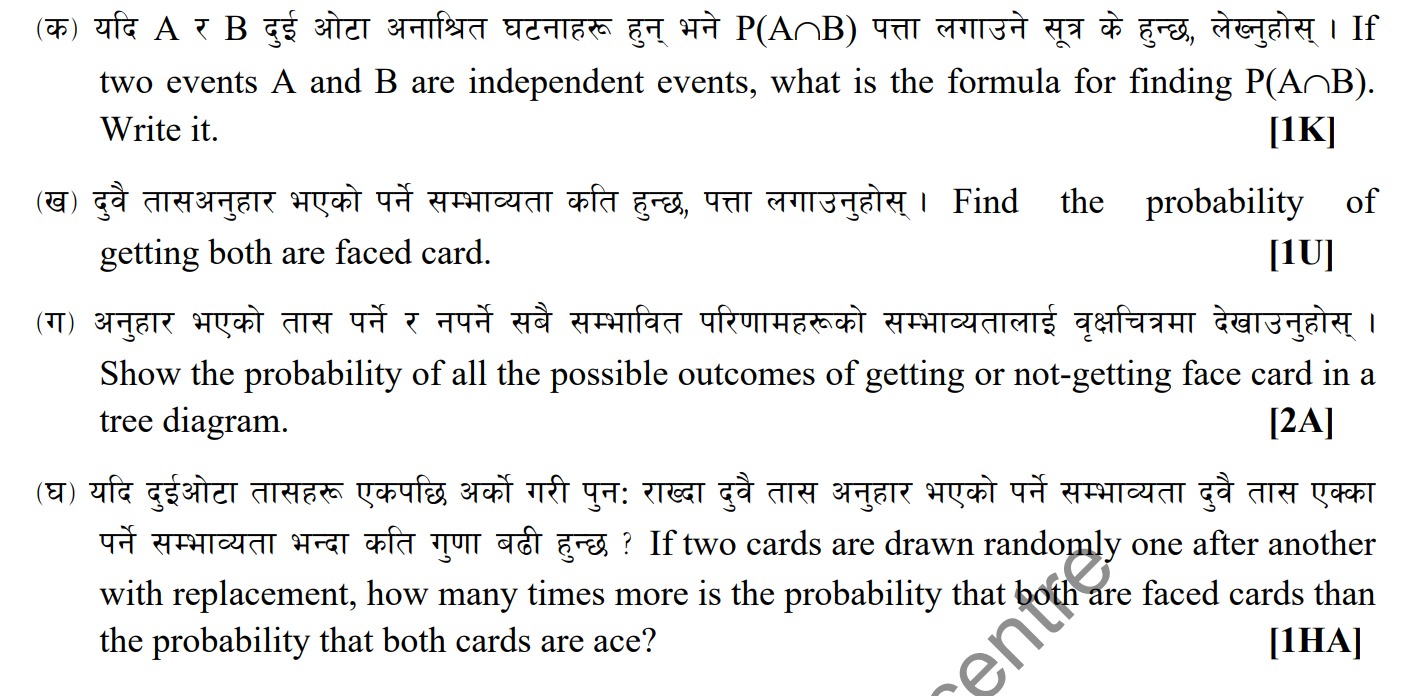 Class 10 SEE Mathematics Model Question 2080 (in Nepali)