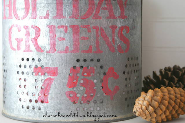 DIY Holiday Greens and Mistletoe Galvanized Stenciled Buckets