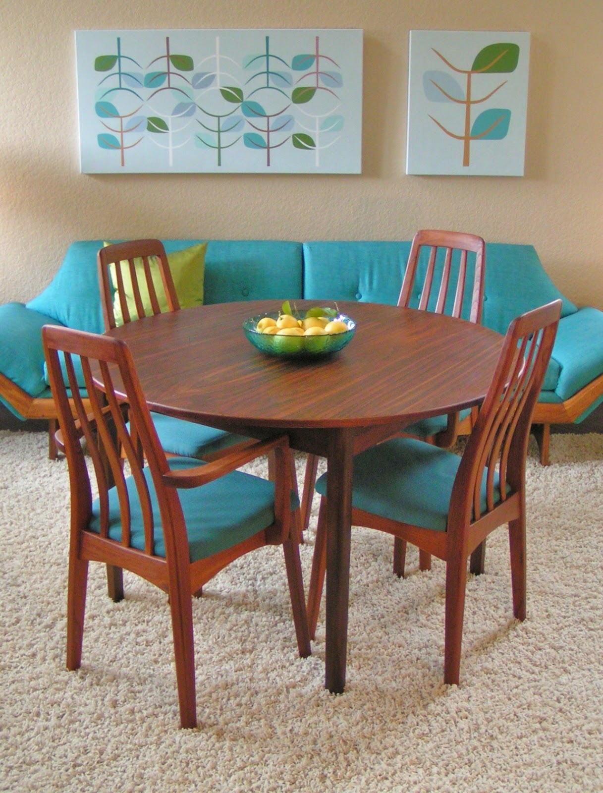 ... Danish Teak Round Oblong Dining Table With Hidden Butterfly wallpaper