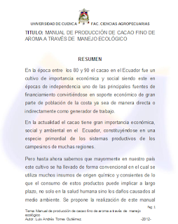 MANUAL DE CACAO FINO DE AROMA A TRAVÉS DE MANEJO ECOLÓGICO