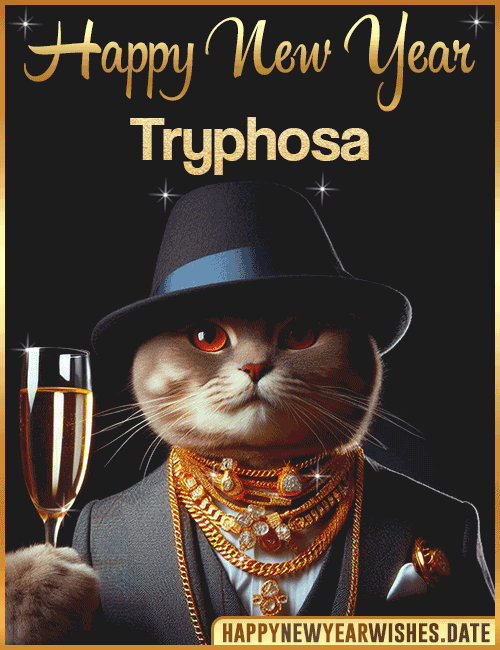 Happy New Year Cat Funny Gif Tryphosa