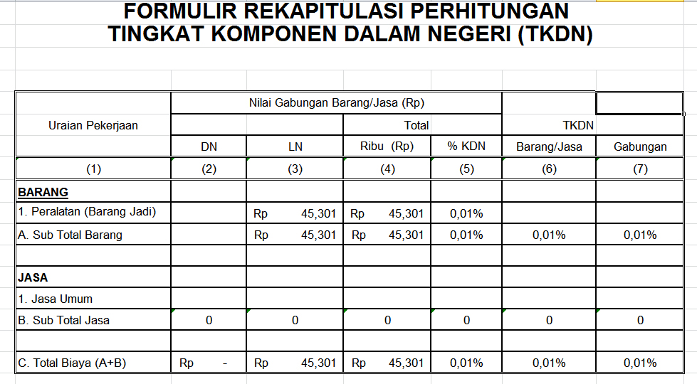 TKDN Contoh Membuat Perhitungan Tingkat Komponen Dalam 