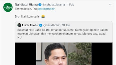 Gus Umar Geram, NU Minta Jabatan Komisaris ke Erick Thohir