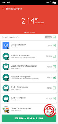 2. Nah nantinya akan muncul berkas-berkas yang tidak berguna seperti Singgahan Sistem dan Sesampahan aplikasi, langsung saja kalian klik Bersihkan Sampah