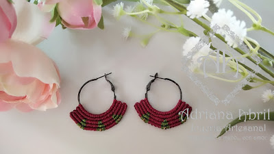 Pendientes en macramé, aros, aretes, Earrings, hoops, earrings in macramé by #AdrianaAbril