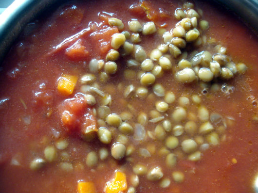 stir in cooked lentils