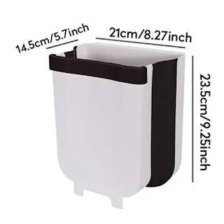 Foldable Kitchen Cabinet Door Hanging Trash Can Wall-mounted Waste Basket hown - store