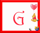 Abecedario Animado de Winnie the Pooh Volando en Corazón.