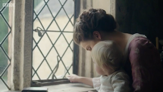 Elizabeth Poldark devoted and caring for Geoffrey Charles at Trenwith window