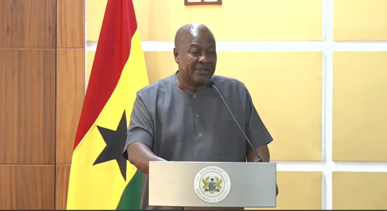 Mahama Claps Back: Cedi’s Strength Is Proof of Leadership, Not Just Policy – John Mahama addressing the media, emphasizing effective leadership as the key driver behind the Ghanaian cedi’s recent gains.